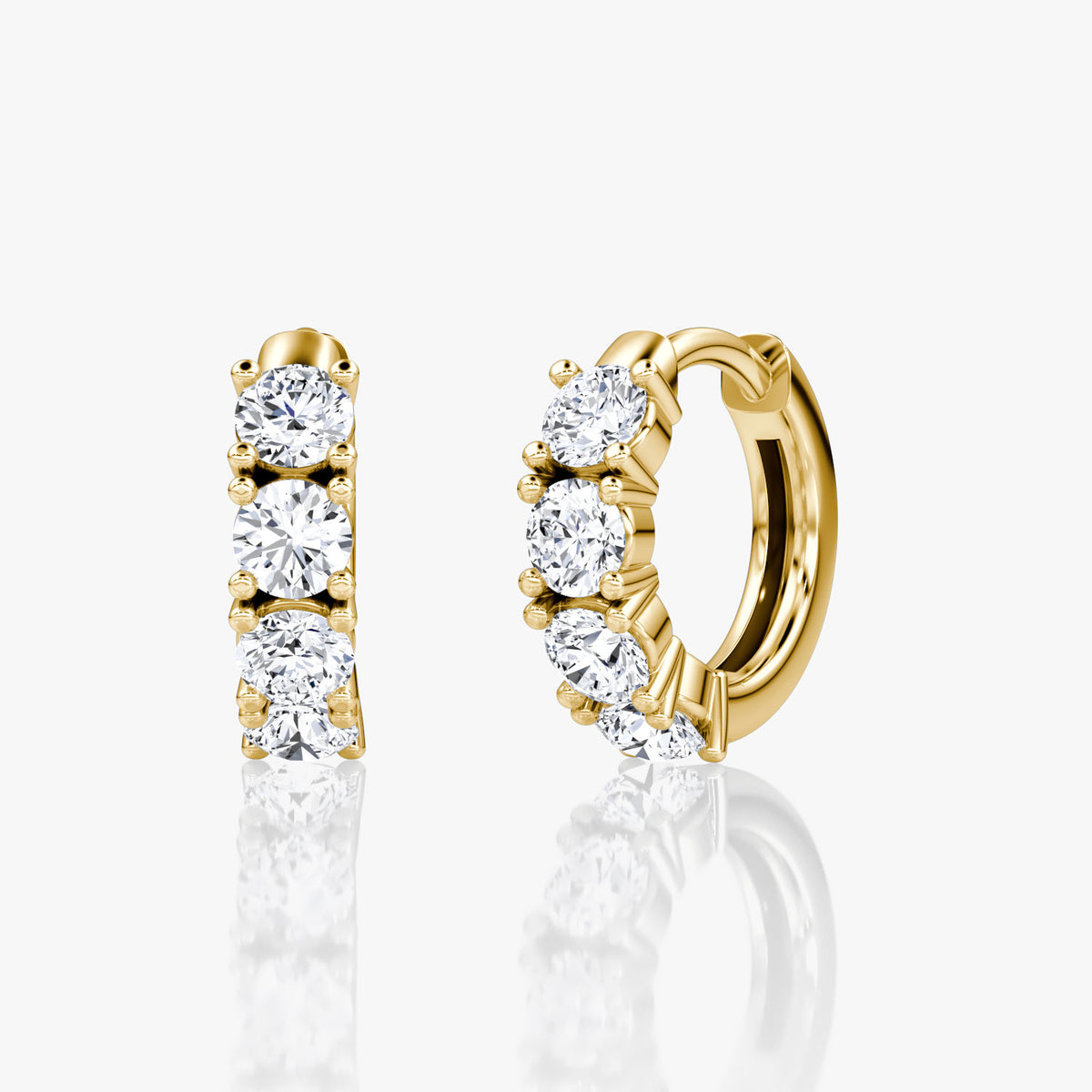 Half Eternity 14K Gold Hoops w. Lab-Grown Diamond