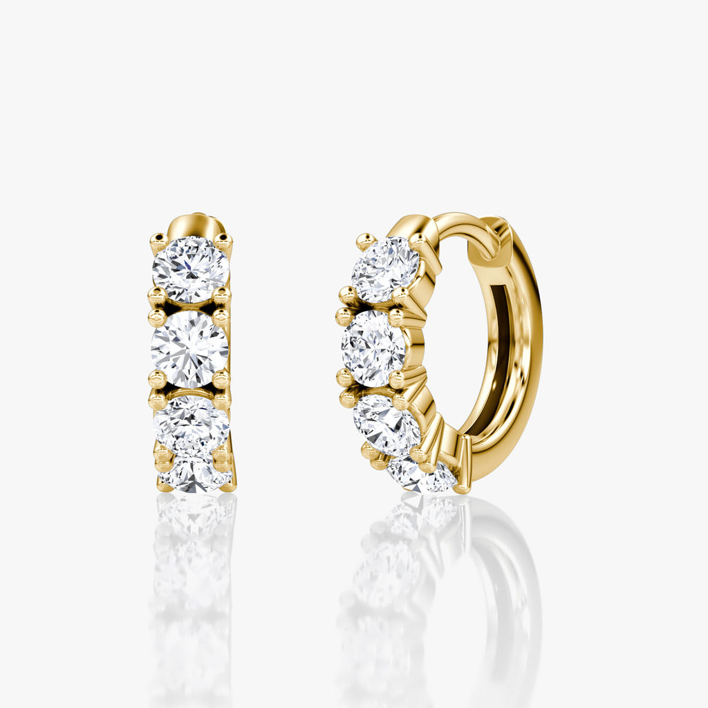 Half Eternity 14K Gold Hoops w. Lab-Grown Diamond
