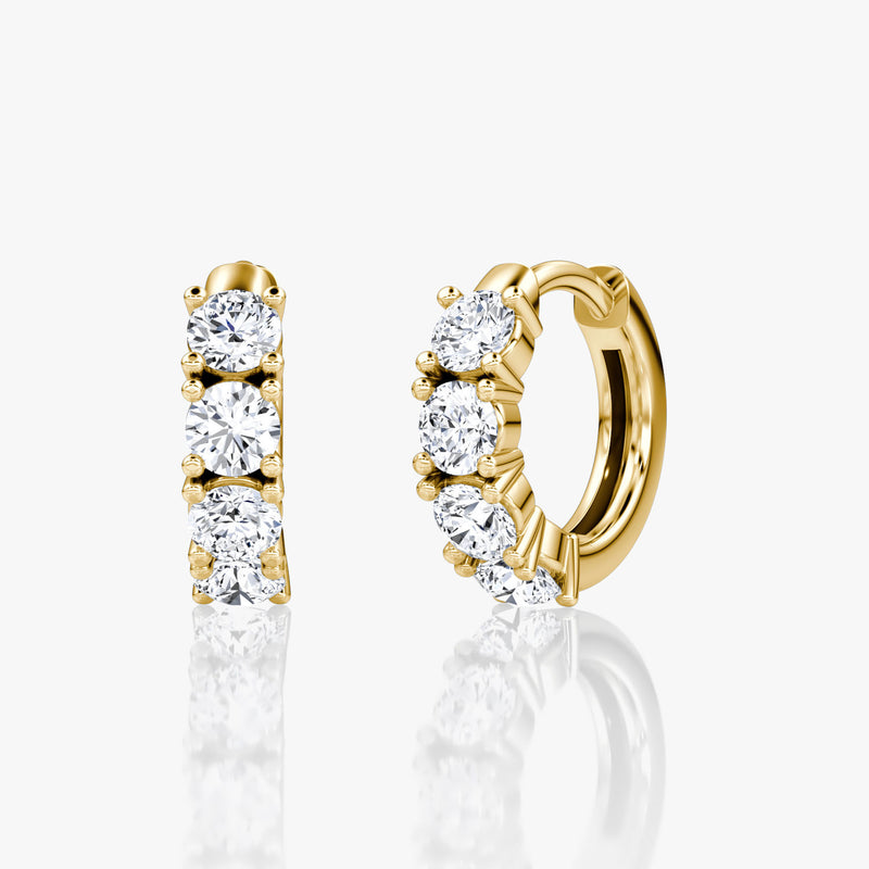 Half Eternity 14K Gold Hoops w. Lab-Grown Diamond