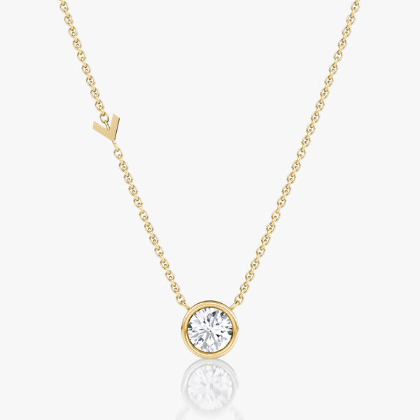 Arrow Station Gold Necklace w. Round Cut Lab-Grown Diamond