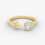 Arrow Cuff 14K Gold Ring w. Lab-Grown Diamond