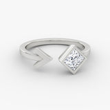 Arrow Cuff 14K Whitegold Ring w. Lab-Grown Diamond