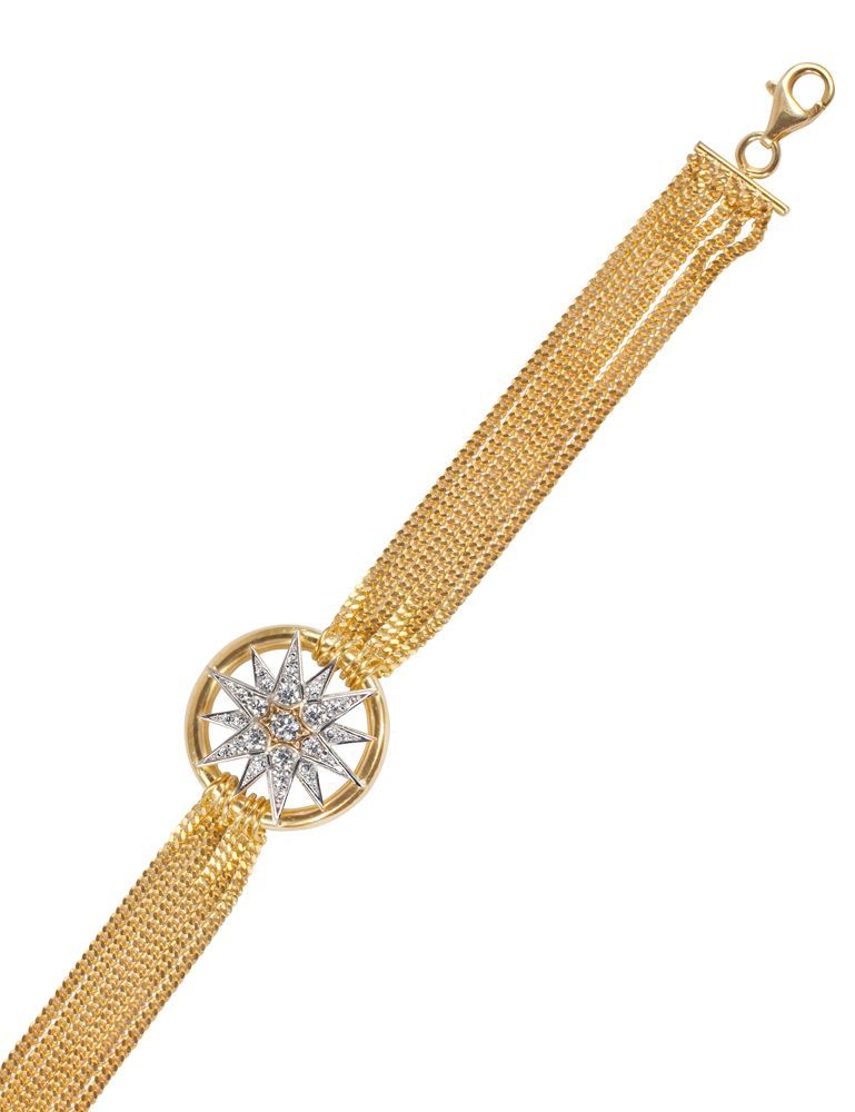 Celestial Star Vermeil Chain Gold Plated Bracelet w. Zirconia