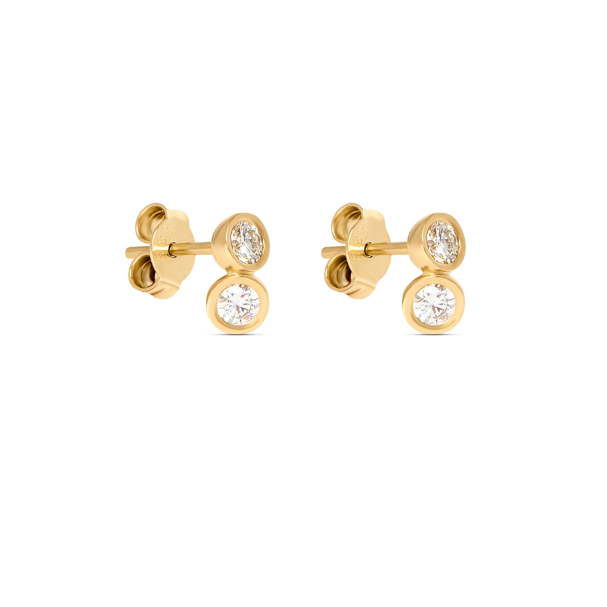 Harmony 5 14K or 18K Gold, Whitegold or Rosegold Studs w. Diamonds