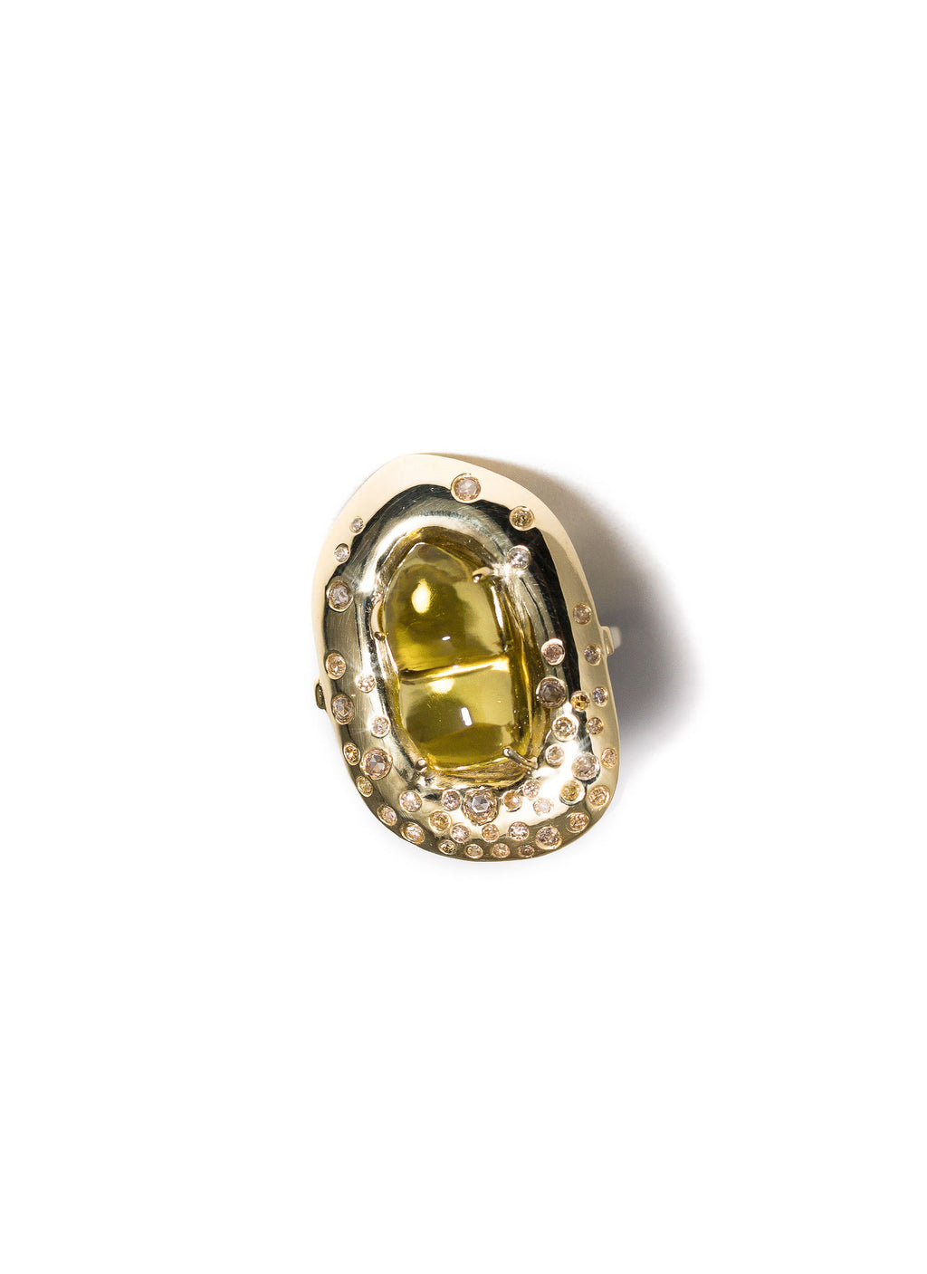 La Maharani Cocktail Vermeil Ring w. Quartz & Diamond