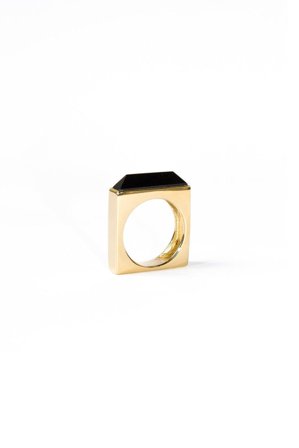 The Quadra Vermeil Ring w. Onyx