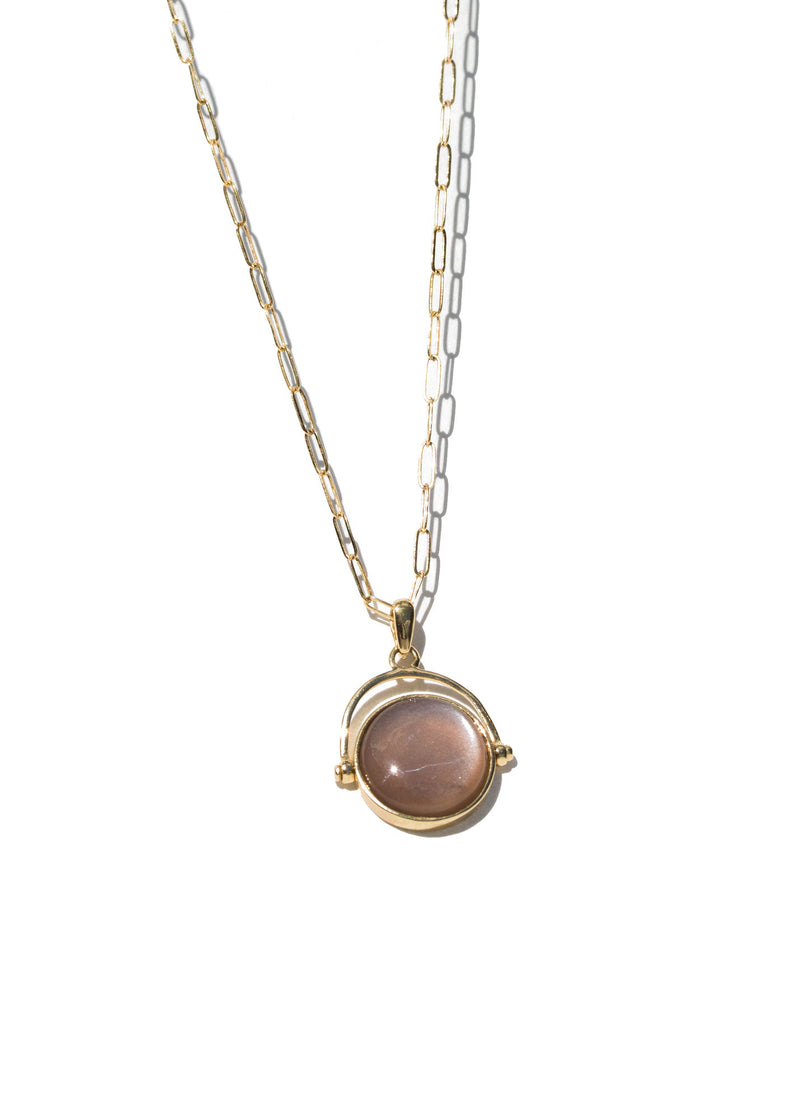 The Selene Chocolat Vermeil Necklace w. Moonestone