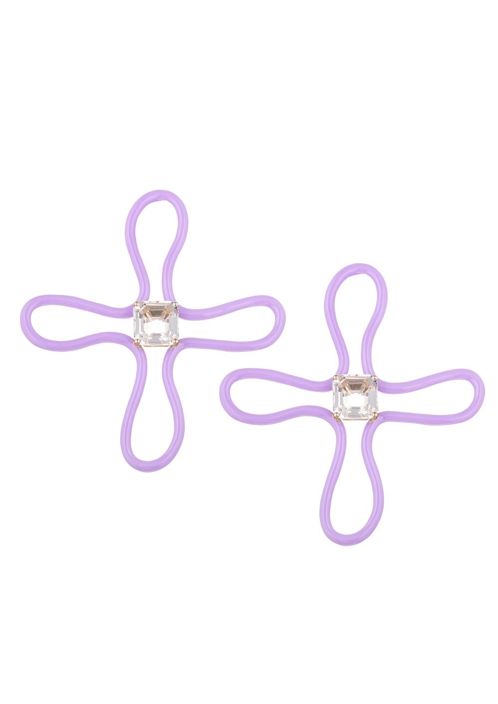Blumenkraft 9k Gold Purple Hoops w. Kristalle
