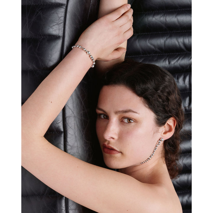 Moonlight Grapes Silver Long Earrings