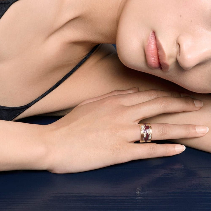 Fusion 18k Weißgoldzentrum Ring w. Rothyceram