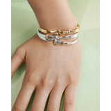 Torun Silver & Gold Bangle w. Champagne Diamonds