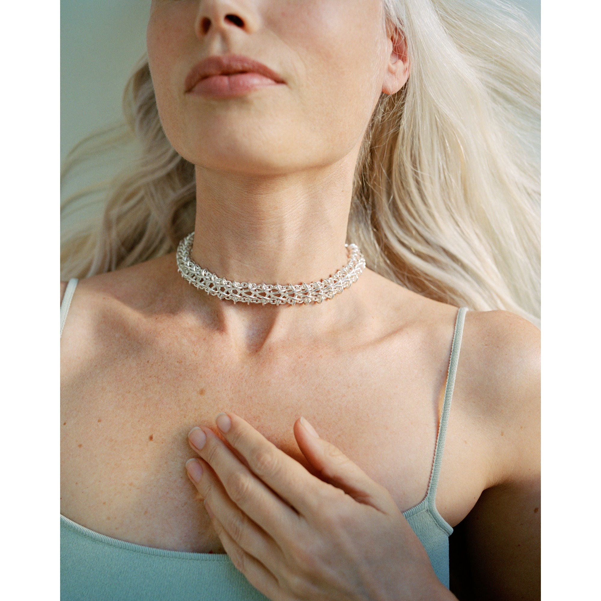 Weft Double Link Silver Necklace
