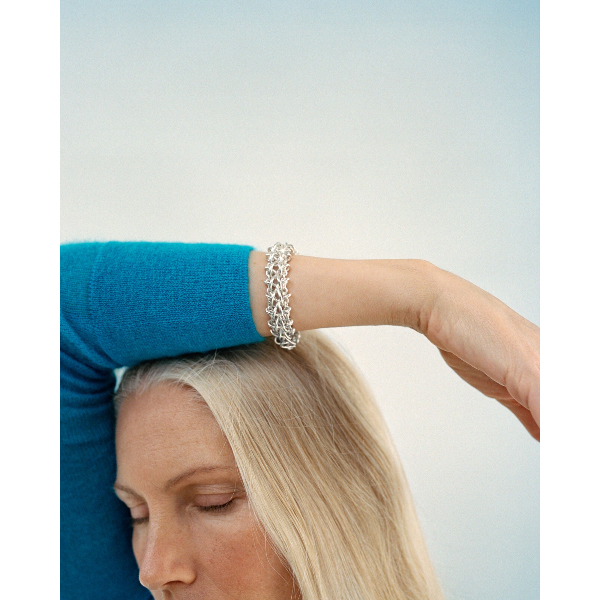 Weft Double Link Silver Bracelet