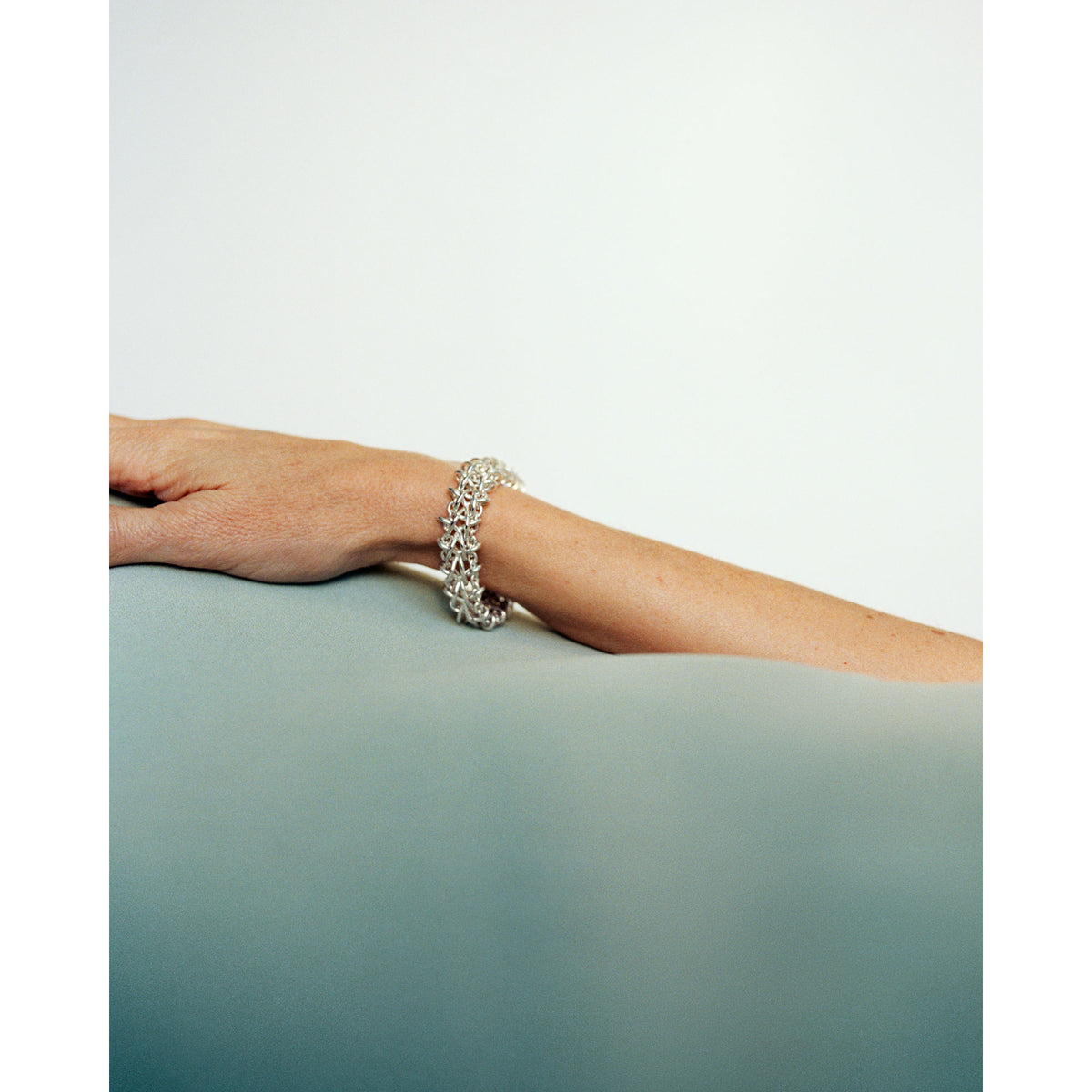 Weft Double Link Silver Bracelet