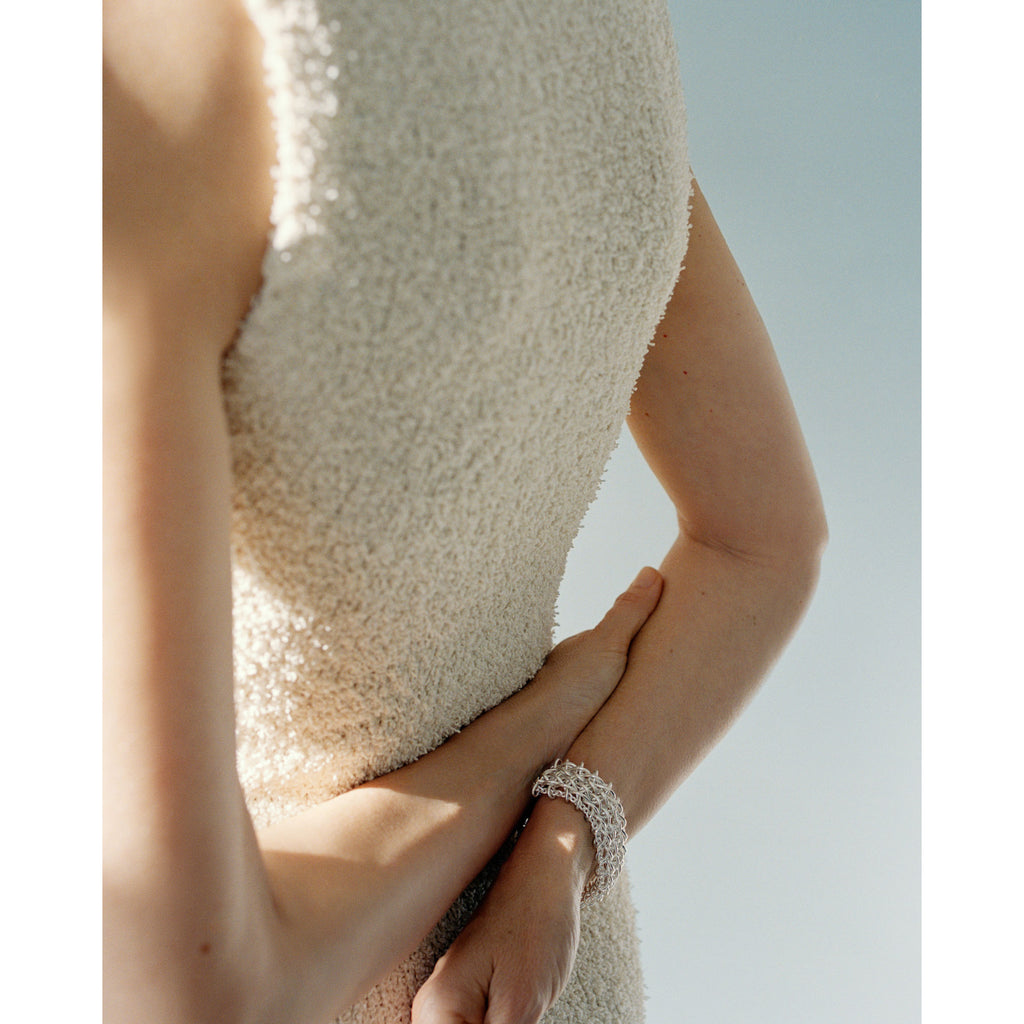 Weft Tripple Link Silver Bracelet