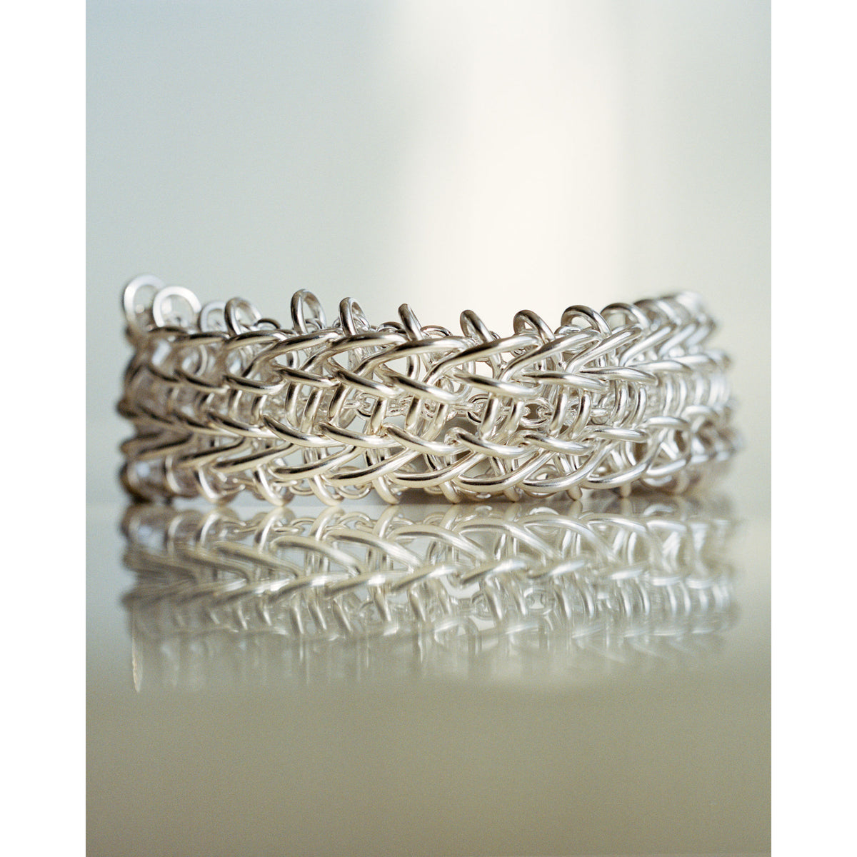 Weft Tripple Link Silver Bracelet