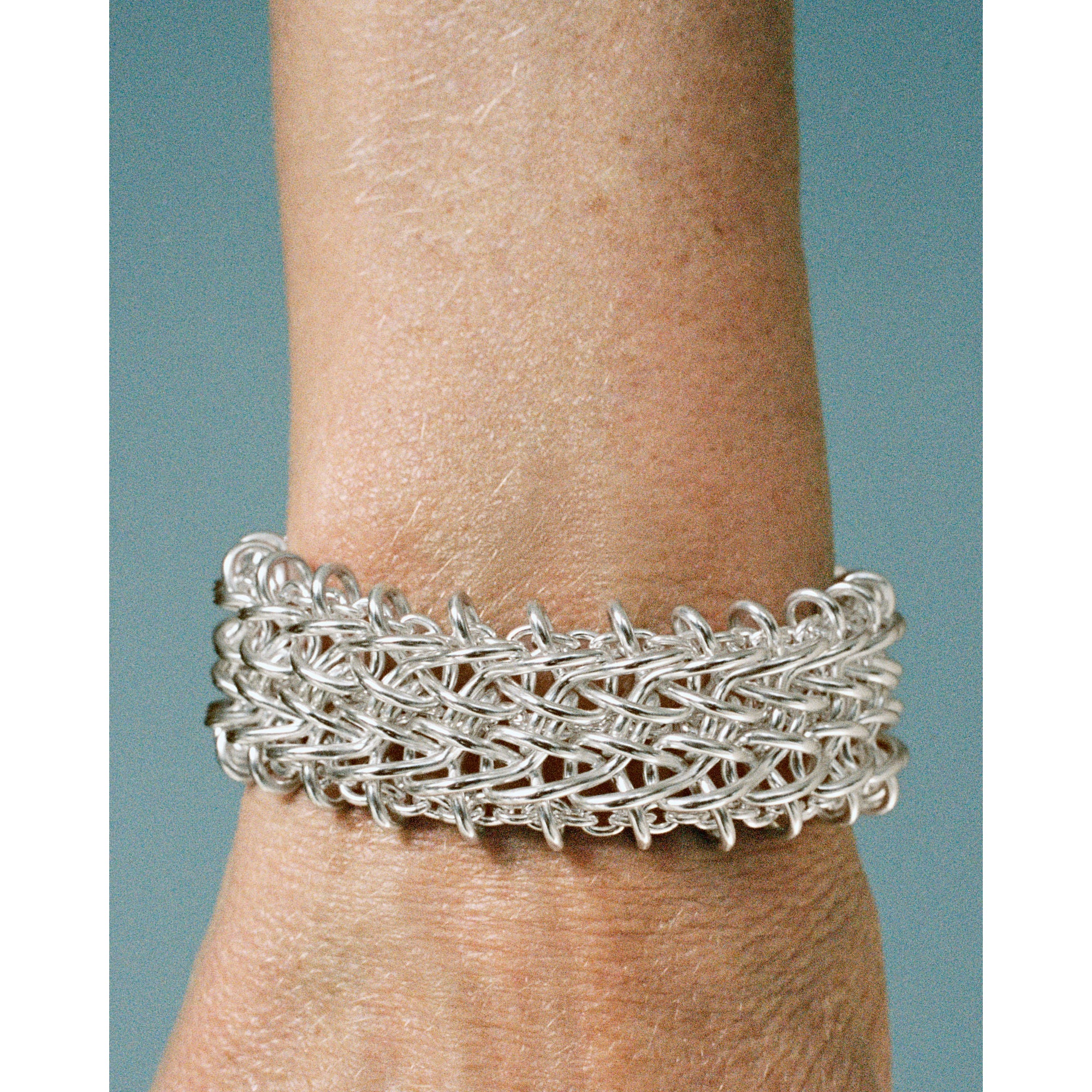 Weft Tripple Link Silver Bracelet