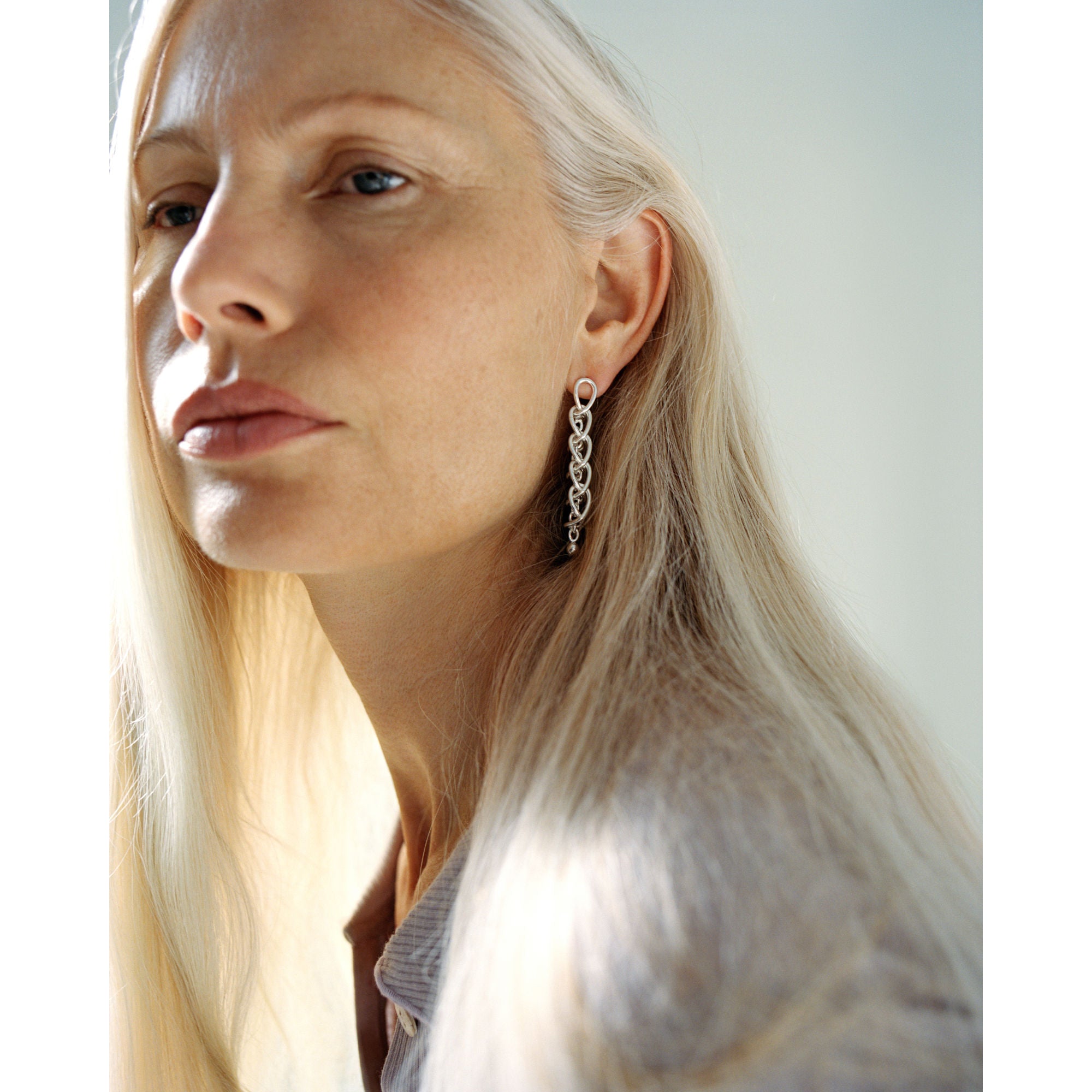 Weft 5 Link Silver Earring