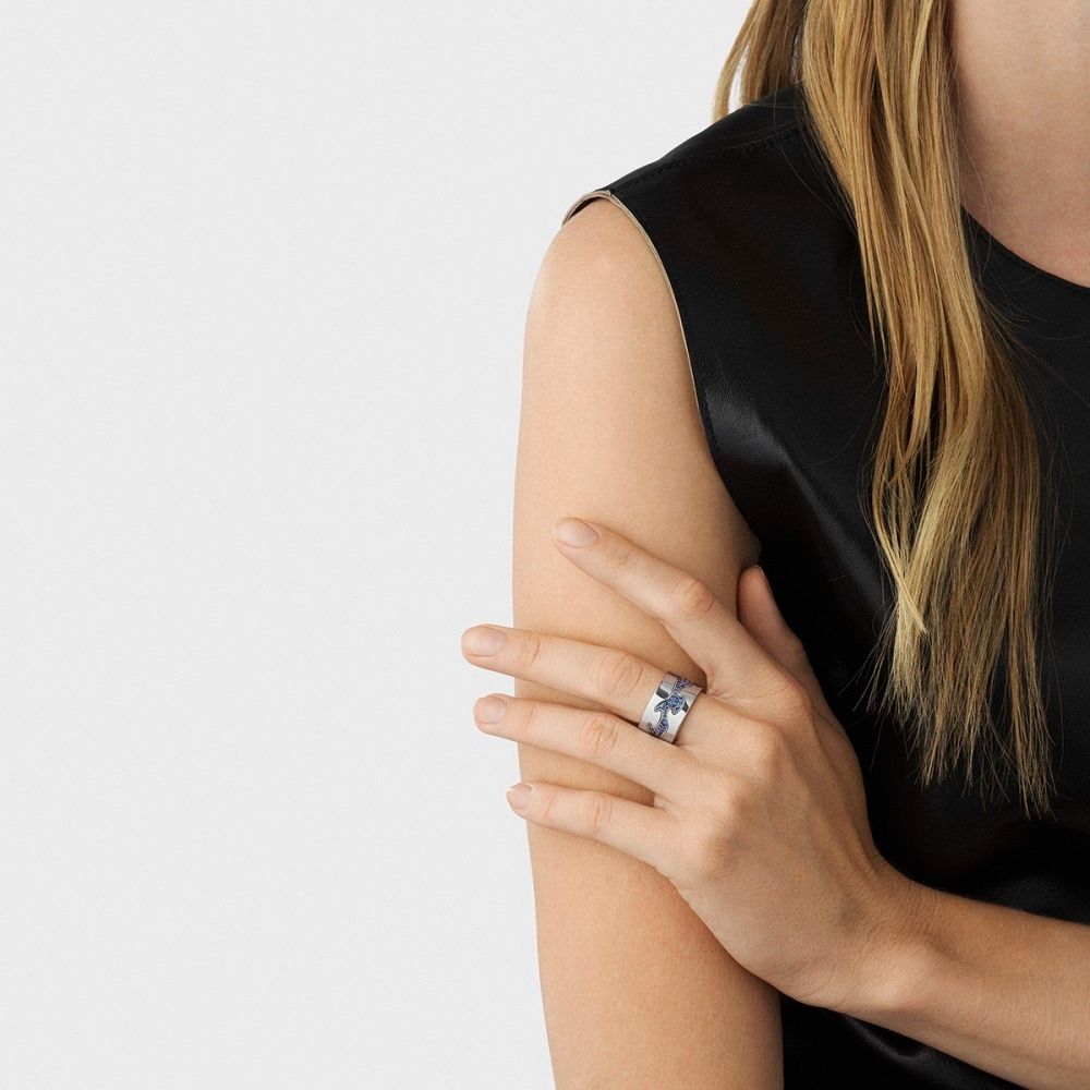 Georg Jensen | Fusion 3 Blue center 18K Whitegold Ring w. Diamonds