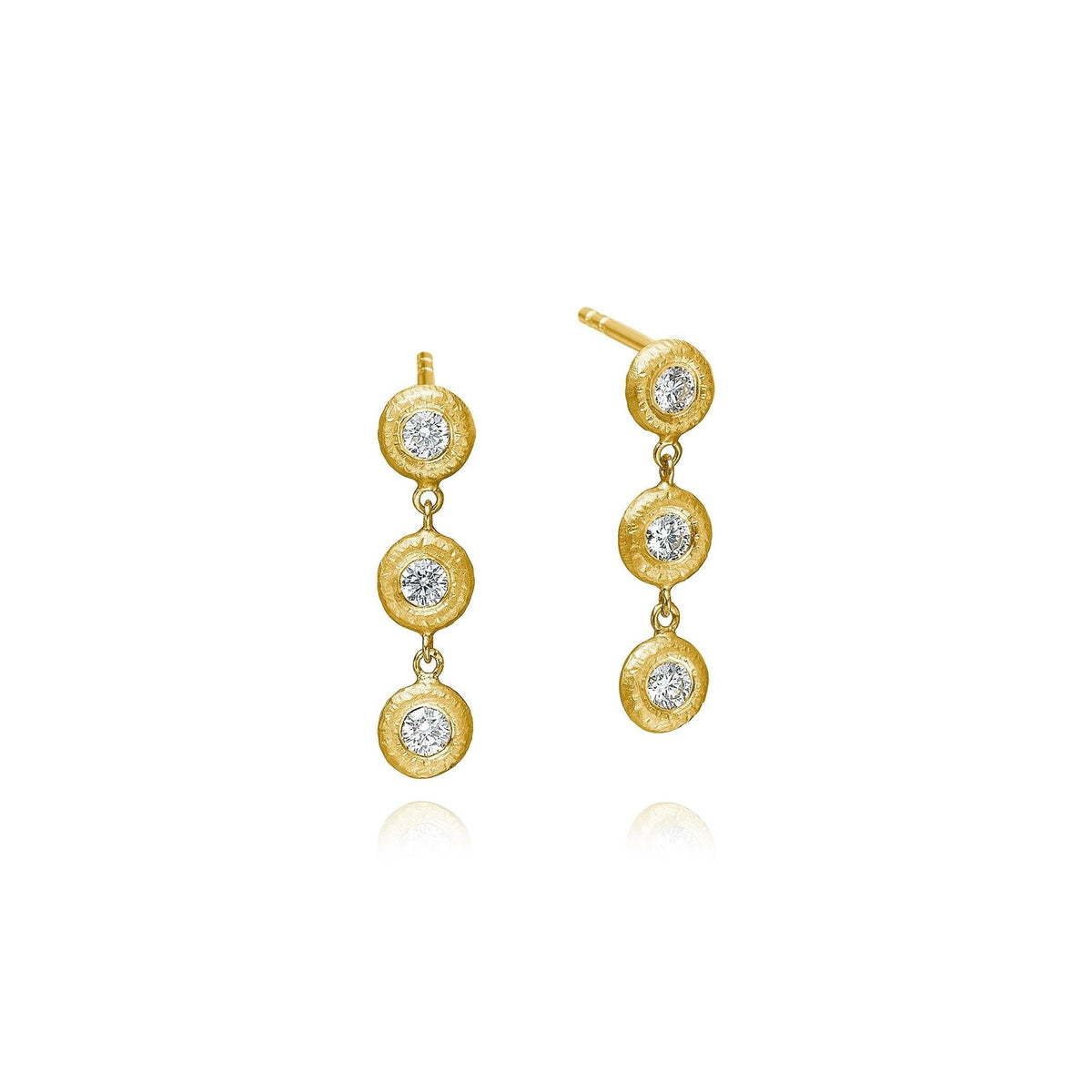 Glory Trio 18K Gold Earrings w. Diamond