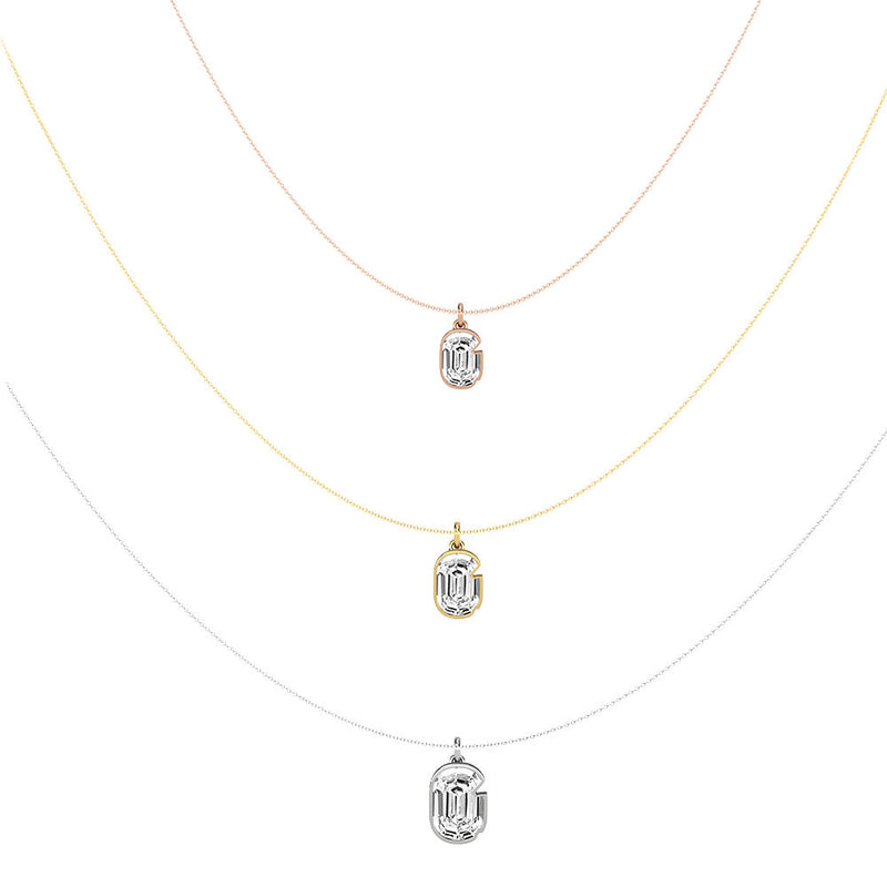 Alphabet 18K Gold, Rosegold or Whitegold Inital G Pendant w. Solitaire Lab-Grown Diamond
