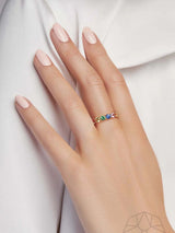 Rainbow Sapphire Chunky 18K Gold Ring