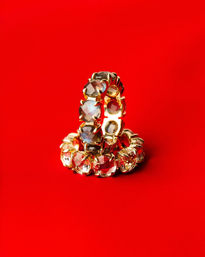 Gemstone Eternity Band 14K Gold Ring w. Labradorite