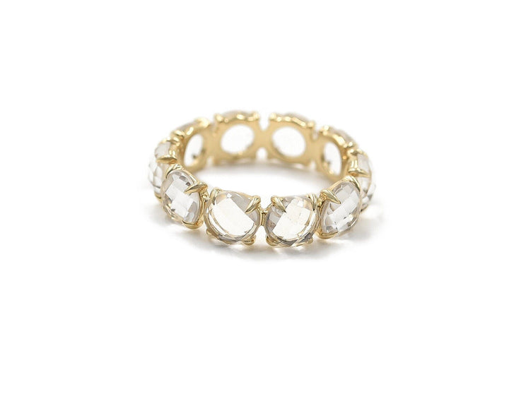 Gemstone Eternity Band 14K Gold Ring w. White Quartz