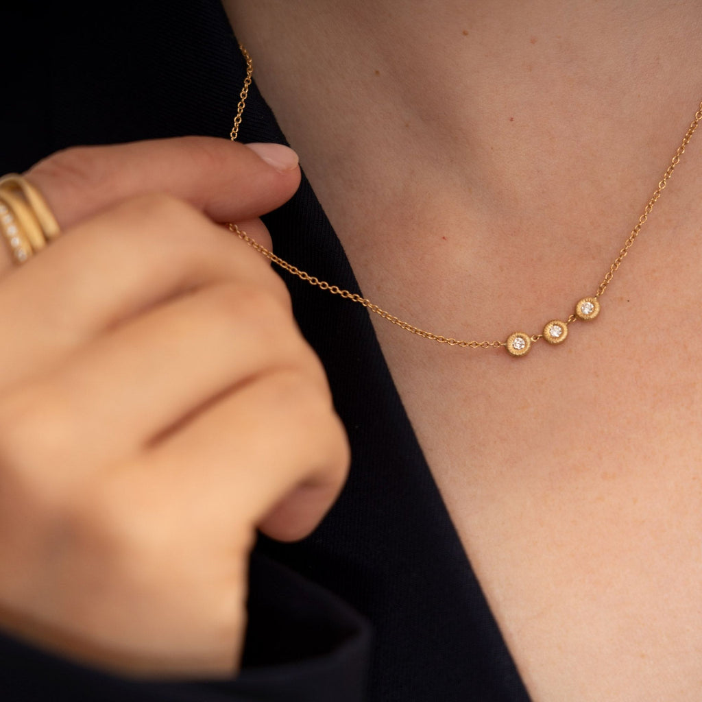 Glory Trio 18K Gold Necklace w. Diamond