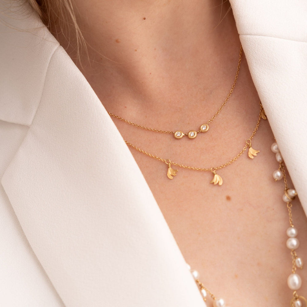 Glory Trio 18K Gold Necklace w. Diamond