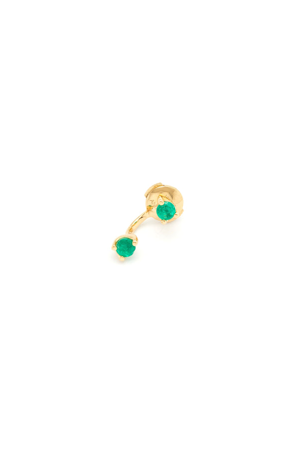 Gold Emerald Orbit 18K Gold Earring w. Emerald