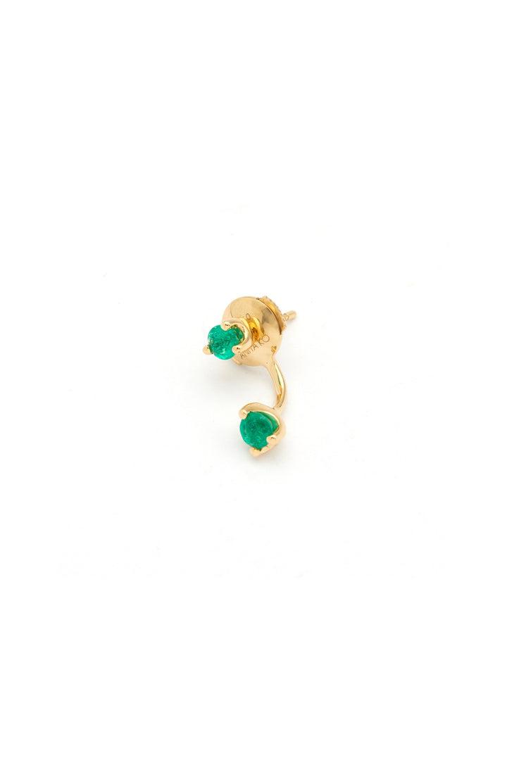 Gold Emerald Orbit 18K Gold Earring w. Emerald