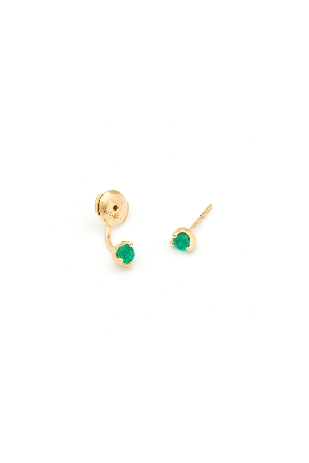 Gold Emerald Orbit 18K Gold Earring w. Emerald