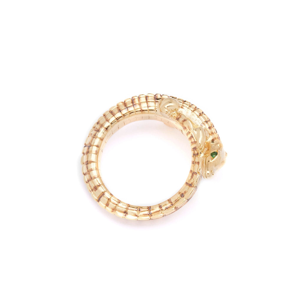 Alligator Pinky 18K Goldring m. Tsavoriten