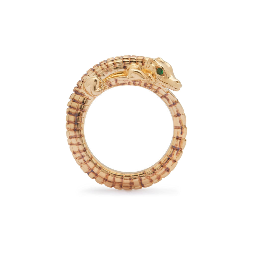 Alligator Pinky 18K Goldring m. Tsavoriten