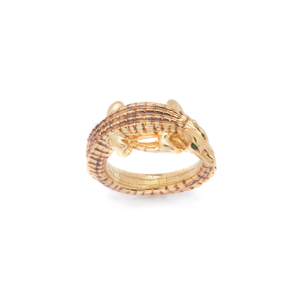 Alligator Pinky 18K Goldring m. Tsavoriten