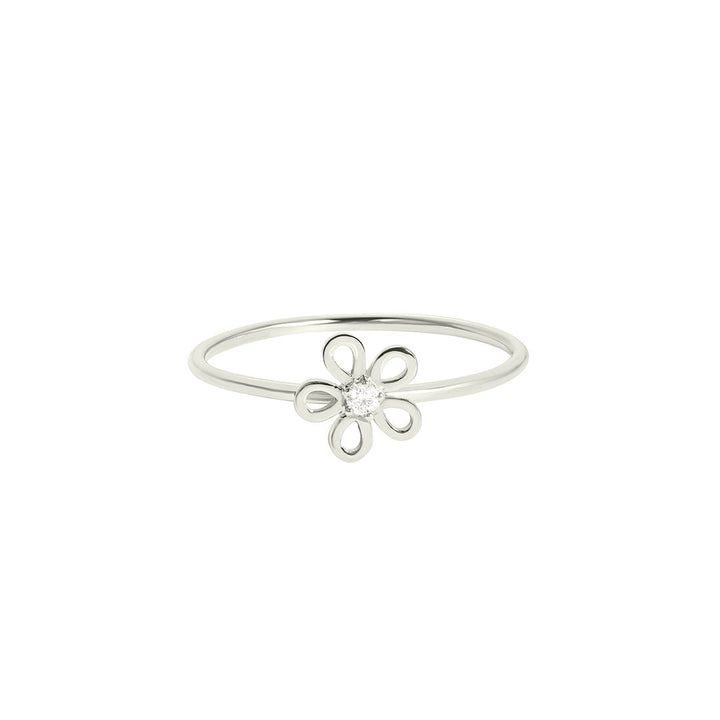 Golden Daisy 18K White Gold Ring w. Diamond