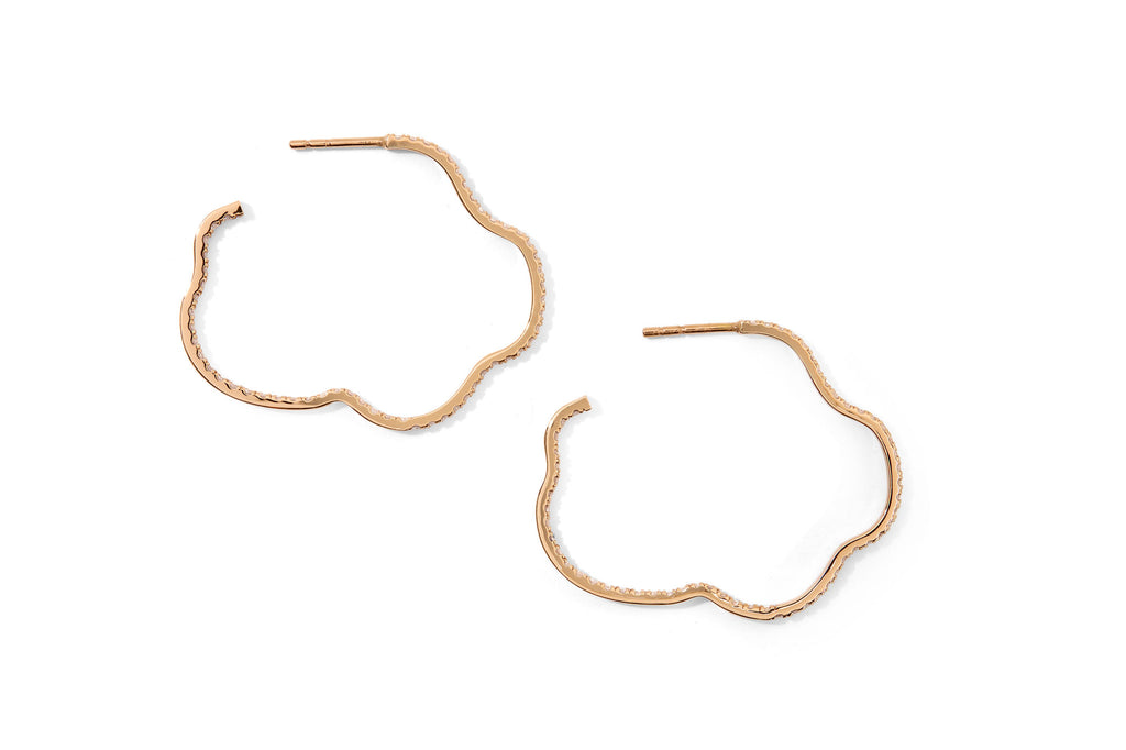 Golden Cloud 18K Rosegold Hoops w. Diamonds