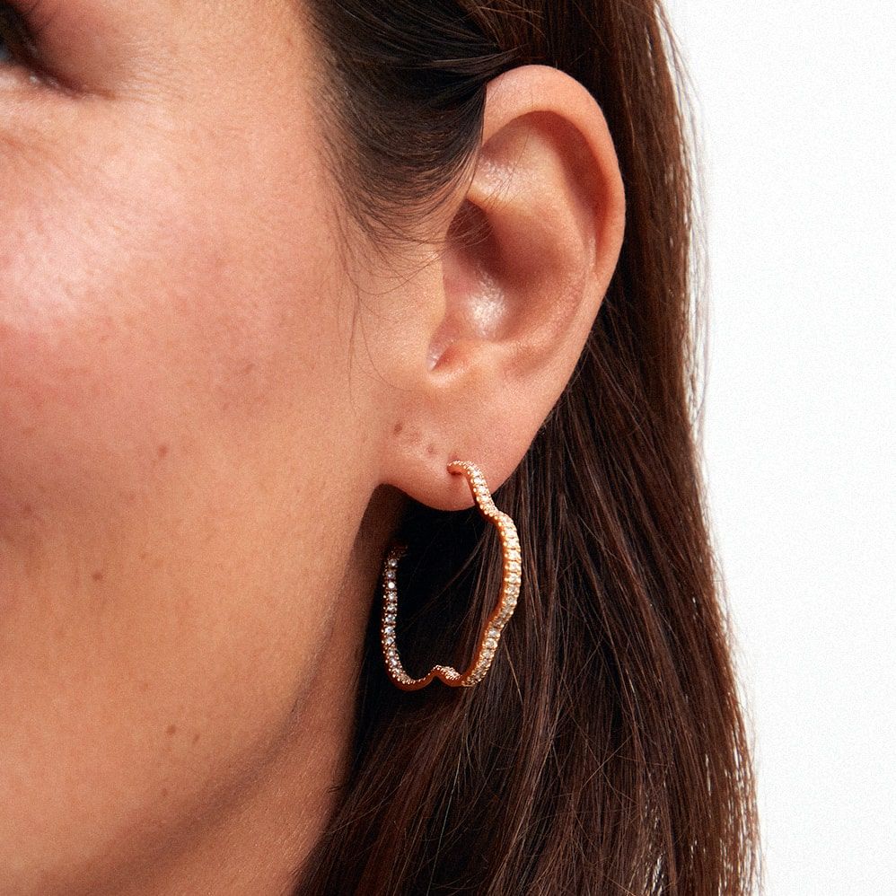 Golden Cloud 18K Rosegold Hoops w. Diamonds