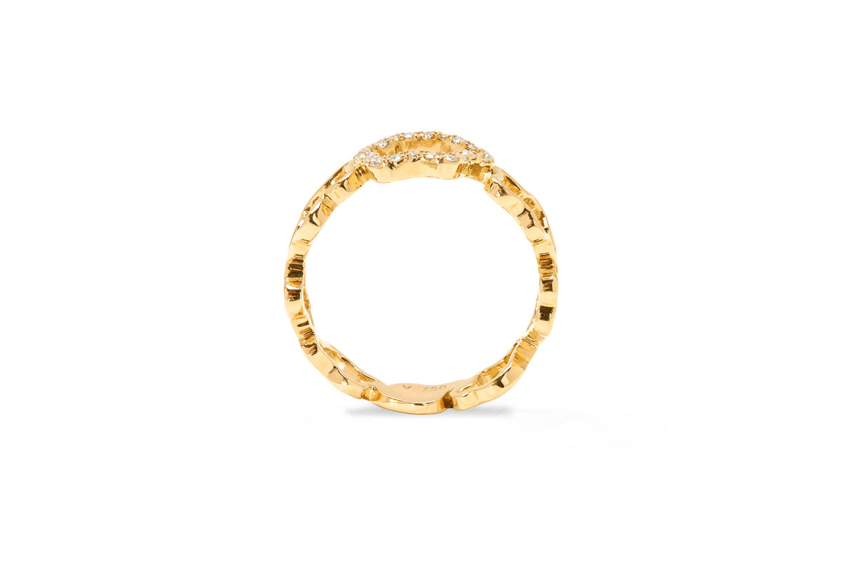 Golden Cloud Band 18K Gold Ring w. Diamonds