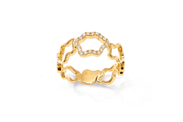Golden Cloud Band 18K Guld Ring m. Diamanter