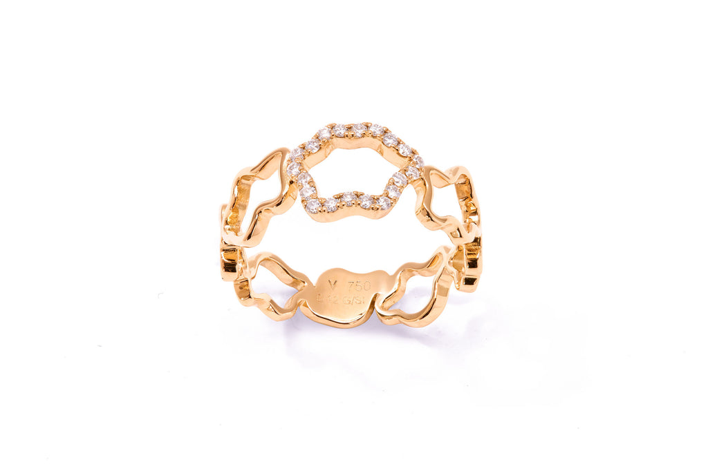 Golden Cloud Band 18K Rosegold Ring w. Diamonds