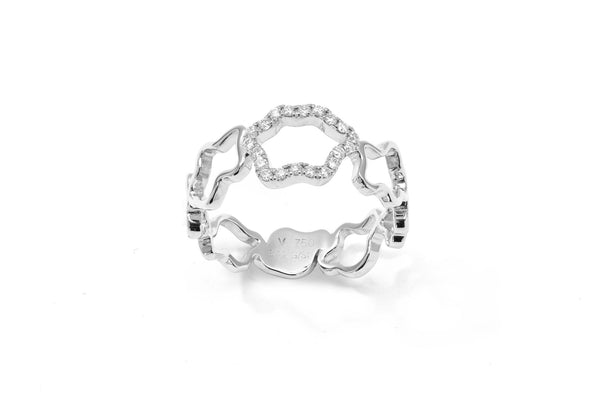 Golden Cloud Band 18K Hvidguld Ring m. Diamanter