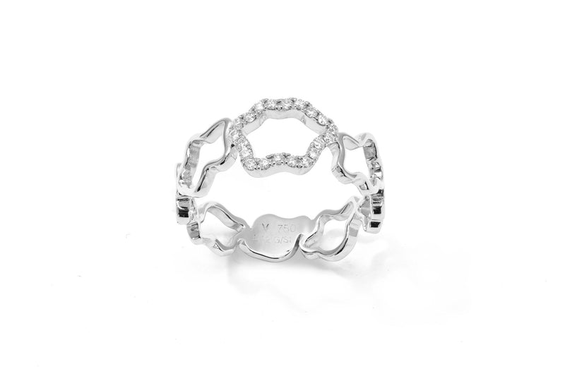 Golden Cloud Band 18K Hvidguld Ring m. Diamanter