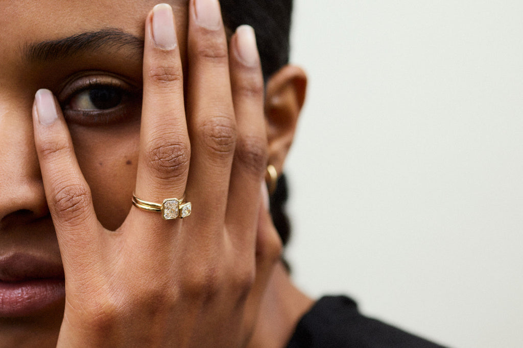 Radiant Bezel 1.0 CT 14k or 18k Gold Ring w. Lab-Grown Diamond