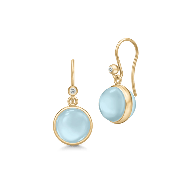 Prime Gold Plated Earrings w. Milky Aqua Crystal