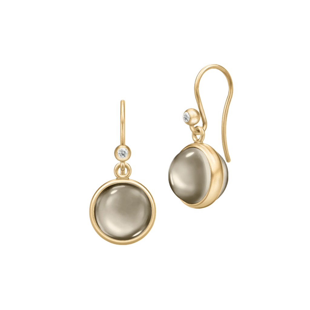 Prime Gold Plated Earrings w. Smokey Crystal