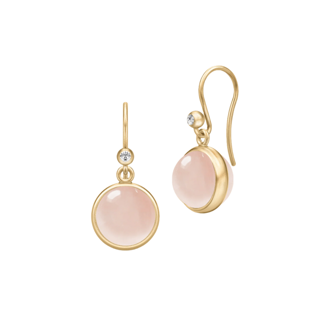 Prime Gold Plated Earrings w. Milky Rose Crystal