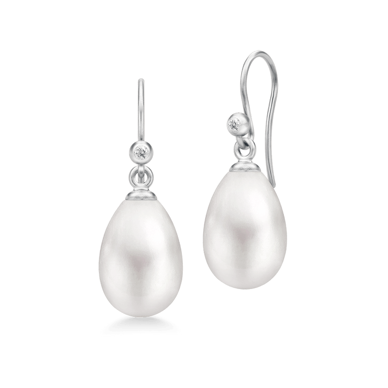 Afrodite Silver Earrings w. Pearl & Zirconia