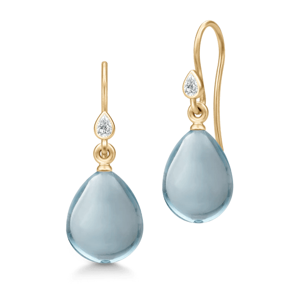 Prima Ballerina Ocean Blue Gold Plated Earrings